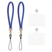 2 Pcs Phone Lanyard, Wrist Strap Glitters with Phone Patches, Deep Blue