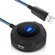External Sound Card USB Hubs Audio Adapter to USB Port & 3.5Mm Audio & Micro Jac