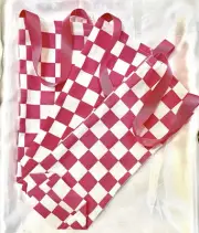 Wine Bag/Carrier Pink & White Checkered Cloth - Set Of 3 M85
