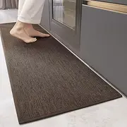 Color&Geometry Kitchen Rugs and Mats Non Slip Washable, Absorbent Kitchen Mats Woven Kitchen Runner Rug Easy to Clean Kitchen Floor Mats for in Front of Sink, Laundry Room, Hallway, 17”x47”, Brown