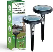 Pestless Upgraded Ultrasonic Pest Repeller Outdoor - Deterrent for Moles, Gophers, Snakes, Mice - Safe, Humane, Solar Powered Rodent Repellent for Garden, Lawn, Yard (2)