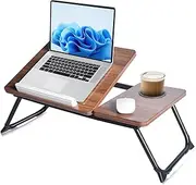 Wooden Laptop Stand with Tray for Reading in Bed, Brown