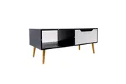 Design Square Modern Scandinavian Rectangular Wooden Coffee Table W/ 1-Drawer - Black & White