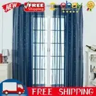 Star Print Tulle Curtains Window Drapes Sheer Purdah for Home(Dark Blue)