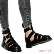 Men Cut Out Closed Toe Buckle High Top Hidden Gladiator Sandals Leather Shoes Sz