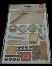 Basic Grey Designer Chipboard stickers NEW In Package