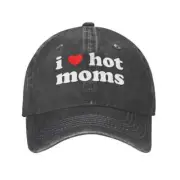I Love Hot Moms Red Heart Baseball Caps Style Running Golf Fit Caps Visor cap