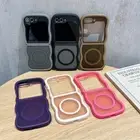 For Samsung Galaxy Z Flip 6 Cute Magnetic Mag Safe Clear Wavy Frame Matte Case