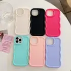 Solid Shockproof Wavy Curly Soft Case For iPhone 16 15 14 Pro Max 13 12 11 Cover
