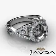 Diamond Engagement Semi Mount Ring 14k White Gold Round Cut Halo Pave Set 1.4Ctw