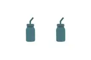 2x Melii Luxe Silicone Water Bottle w Drinking Straw Beverage Container Blue
