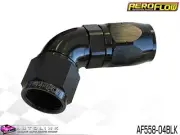 AEROFLOW BLACK ONE PIECE FULL FLOW SWIVEL 60° HOSE END -4AN AF558-04BLK