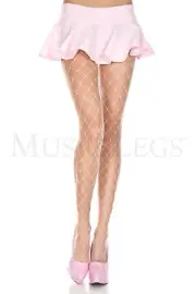 Women's, Diamond Net Spandex Pantyhose, Stockings. Music Legs 9024 B.Pink