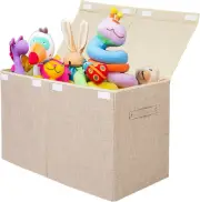 Large Toy Box Chest Storage w/ Flip-Top Lid, Collapsible Kids Storage Container