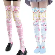 Women Cartoon Sleep Horse Print Thigh High Stockings Anime Over Knee Sock