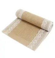White Burlap and Lace Vintage Hessian Table Runner