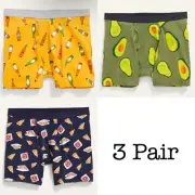 Old Navy Men's XXL ~ 3 Pair Boxer Briefs 6" Inseam Avocado Pizza Bottles .. NWT