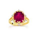 9ct Gold, Created Ruby & Diamond Filigree Ring in Red