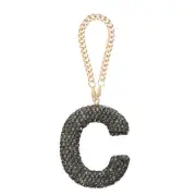 Bling Car Letter Charm Initial C Letter Hanging Ornaments for Bag Gray