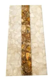 White Agate Center Sofa Dinin g Table, Pietrafite Wood Agate Design Home Decors
