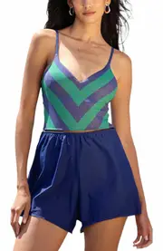 Biliblond Onepiece Overall Arava in Navy Green Lurex at Nordstrom, Size Large
