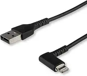 StarTech.com RUSBLTMM1MBR Durable Angled USB-A to Lightning Cable, 1 Meter, Black