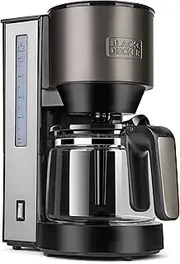 [BLACK+DECKER] BXCO870E - Filter Coffee Machine, 870 W, 1.25 Litres, Coffee for 10 Cups, Keep Warm Function, Brewing System without Stirring, Stainless Steel