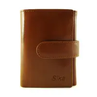 在飛比找momo購物網優惠-【Sika】義大利時尚真皮三折小皮夾A8280-01(原味褐