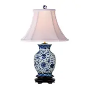 Blue and White Floral Porcelain Vase Table Lamp 21"