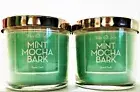 Bath Body Works White Barn MINT MOCHA BARK Candles, 4 oz., NEW x 2