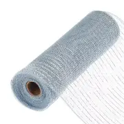 10 Inch Glitter Poly Burlap Mesh for Ribbon 10 Yard Transparent Grey & Silver
