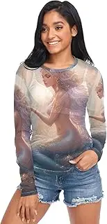 [RPLIFE] Mystical Mermaid Mesh Top Women Long Sleeve, Rave Mesh Top S-XXL