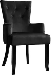 1x Artiss Dining Chair Black Armchair Esright Chair Nursing Seats Reading Seating Home Living Room Bedroom Kitchen Cafe Office Furniture, Soft Velvet and Wooden Legs, in 48cm Seat Height