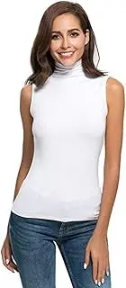 [Tilenko] Sleeveless Mock Neck Tops for Women Turtleneck Tee Shirt Blouse Knit Top Vest Summer Tank Tops Shirts