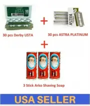 ARKO SHAVE SOAP STICKS PROFESSIONAL DERBY ASTRA DOUBLE EDGE SAFETY RAZOR BLADES