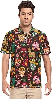 [ZZXXB] Day of The Dead Skull Cactus Men's Polo Shirts Short Sleeve Quick Dry Athletic Outdoor Sports Golf Shirts S-XXL