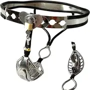 SM Stainless Steel Chastity Belt Men Chastity Cage Male Penis Cage With Stool Hole Classic Bondage Panties Sex Toys Sex Toyset SM Bondage Games Chastity Waist For Men(90-100cm)