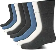 [Calvin Klein] Men's 8 Pack Striped Crew Socks