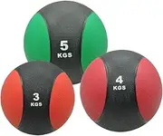 3kg + 4kg + 5kg Commercial Rubber Medicine Ball Set / Gym Fitness Exercise Ball