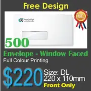500 Window faced Envelope Full Colour Printing (Front Only)on 100gsm bond paper