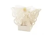 My Decorations 100 Piece Pack Ivory Cream Butterfly Wedding Engagement Party Bomboniere Favour Lolly Gift Almond Card Box Gift Boxes