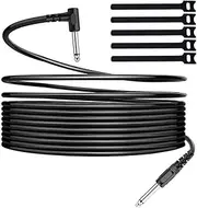 Lepxino Guitar Amp Cord,6.35mm to 6.35mm Stereo Audio Cable Professional Guitar Cable 10ft with 5pcs Cable Tie for Electric Guitar, Bass, Amplifier, Mixer, Keyboard,Headphones, Microphones-(Black)