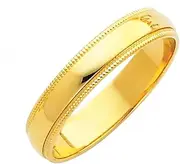 [JewelryWeb] 14k Yellow Gold 4mm Milligrain Wedding Band Ring Jewelry for Women - Ring Size Options: 10 10.5 11 11.5 12 4 4.5 5 5.5 6 6.5 7 7.5 8 8.5 9 9.5