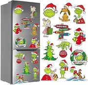 12 Pieces Christmas Garage Door Decoration Magnet Sticker, Grinchmas Fridge Door Car Door Christmas Decoration,Theme Navidad Garage Door Decor，