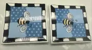Alicia Tormey Two BeeTrivet Blue Coaster Ceramic Tile Home Decor Wall Backsplash