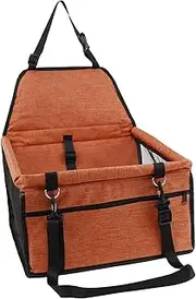 Dog Car Booster Seat Pet Car Seat Folding Waterproof Adjustable Strap Large Capacity Car Dog Bag Carrier with Safety Lock for Puppy Cat Travel (Orange, Large)