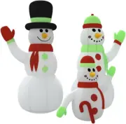 Vidaxl Multicolour Large Inflatable Snowman Family with LED Lights - Weather-...
