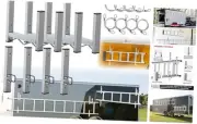 Side Mount Trailer Ladder Rack 4 Racks Steel Ladder Racks with Elastic Rope,