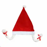 Santa Hat With Braids Christmas Unisex Adults Novelty Hat Xmas Party Cap Santa Costume Dress Up AU
