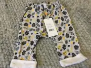 PUMPKIN PATCH pants rolled leg elastic waist grey with print BNWT size 0-3mths